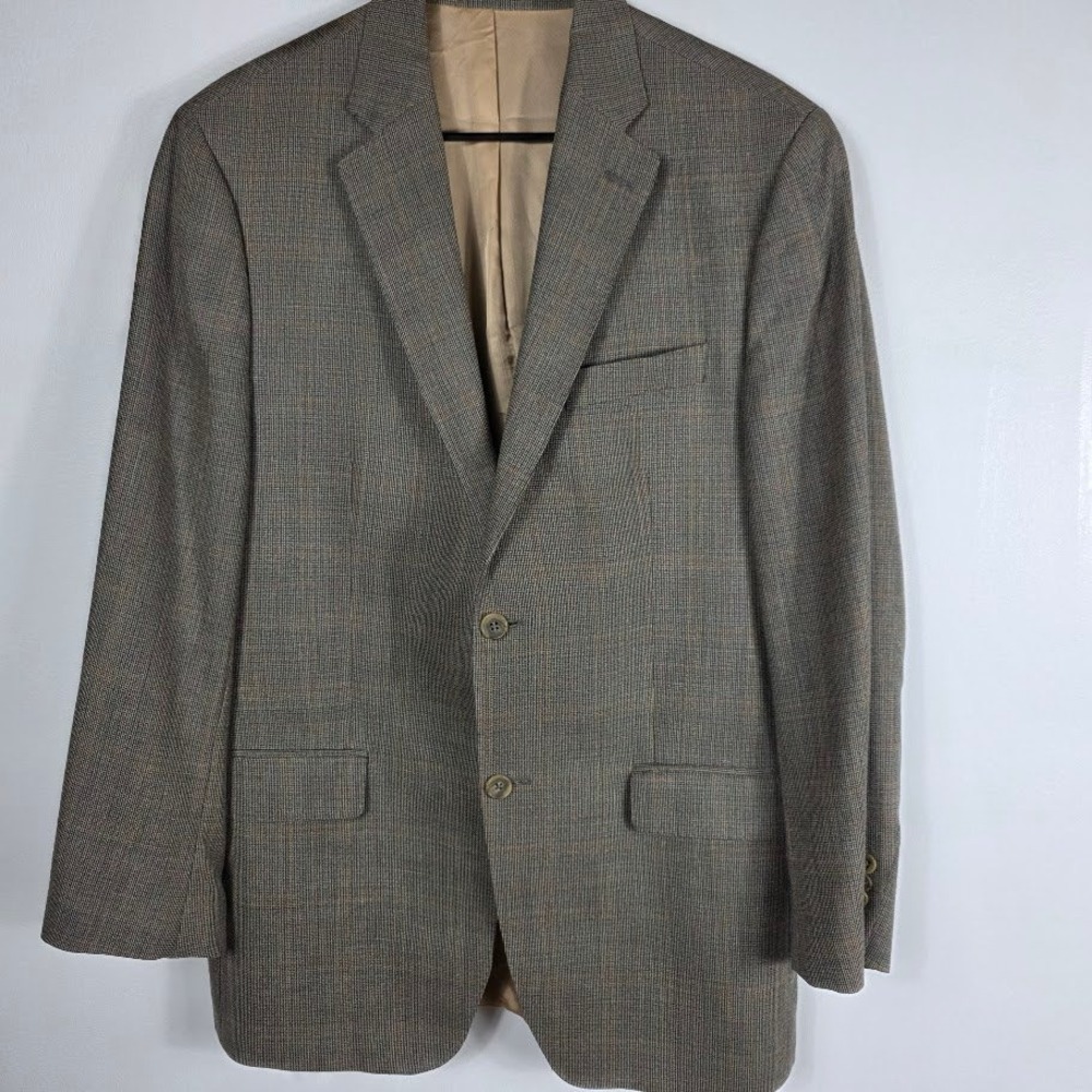 Vintage Lauren Ralph Lauren Men's 40R  Plaid‎ Wool/Silk  Sport Coat Blazer Brown